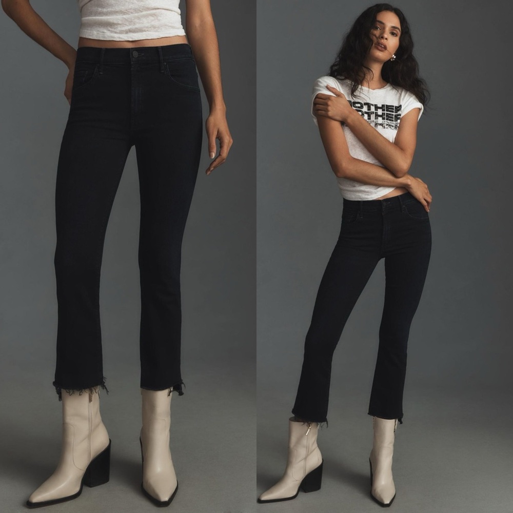 MOTHER The Insider Crop Step Fray Jeans size 30 night in Venice dark wash.